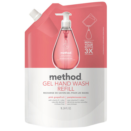 Method Gel Hand Wash Refill, Pink Grapefruit, 34 oz Pouch 00655